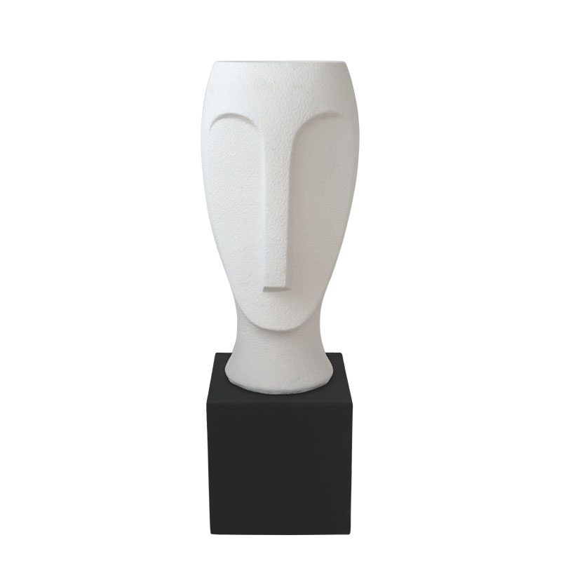 FIBERGLASS ΚΑΣΠΩ ΠΡΟΣΩΠΟ ΛΕΥΚΟ ΣΕ ΜΑΥΡH ΒΑΣΗ - 29.5x29.5x88cm 1/ΚΙΒ